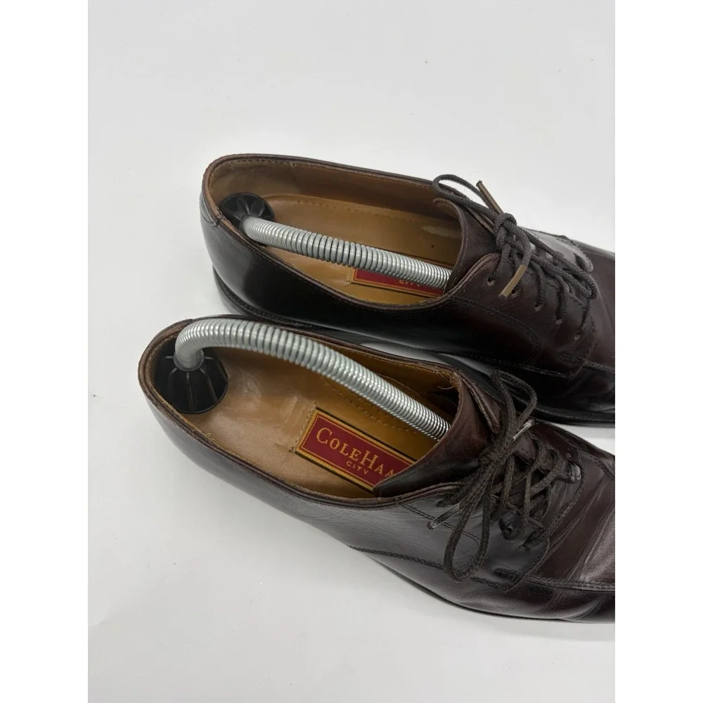 Cole Haan City Mens 9.5 D Brown Leather Split Toe Derby Dress‎ Shoes Made Italy